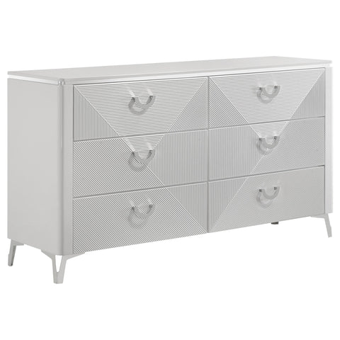 Dinard 5-piece Eastern King LED Bedroom Set White High Gloss