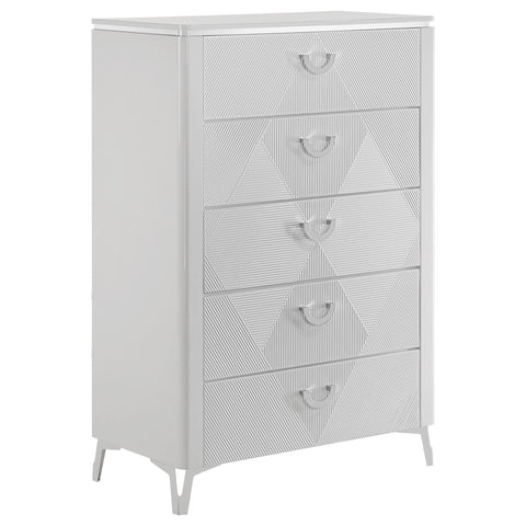 Dinard 5-piece Eastern King LED Bedroom Set White High Gloss