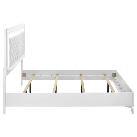 Dinard Eastern King LED Panel Bed White High Gloss