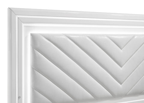Dinard Eastern King LED Panel Bed White High Gloss