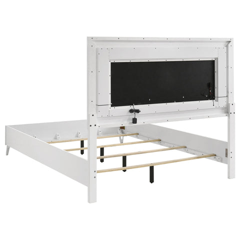 Dinard Queen LED Panel Bed White High Gloss