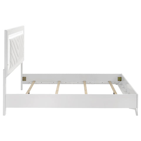 Dinard Queen LED Panel Bed White High Gloss