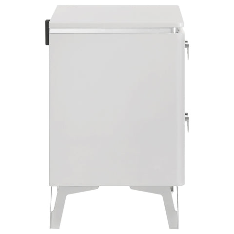 Dinard 2-drawer Nightstand Bedside Table White High Gloss