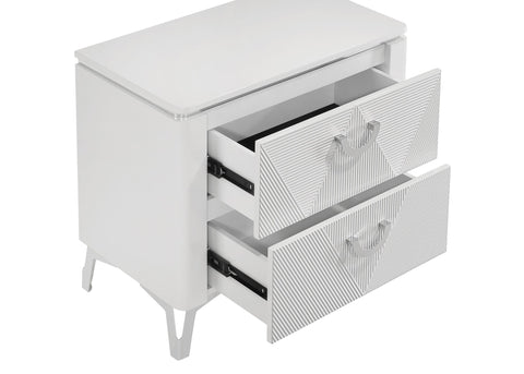 Dinard 2-drawer Nightstand Bedside Table White High Gloss