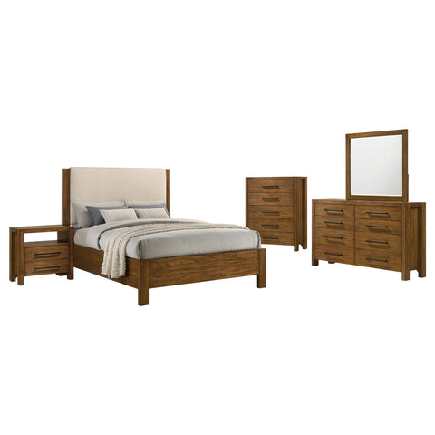Fanning 5-piece Eastern King Bedroom Set Warm Brown