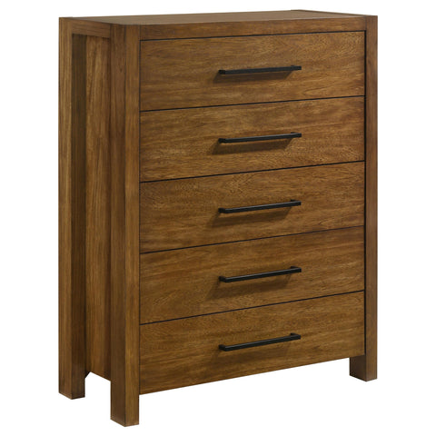 Fanning 5-piece Eastern King Bedroom Set Warm Brown