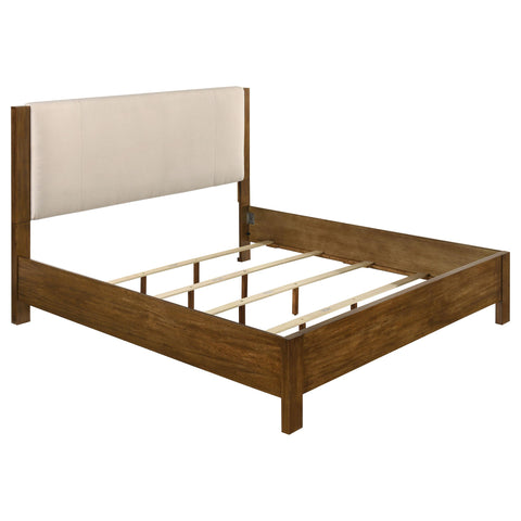 Fanning Eastern King Wood Panel Bed Cream and Warm Brown