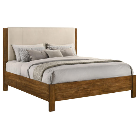 Fanning Eastern King Wood Panel Bed Cream and Warm Brown