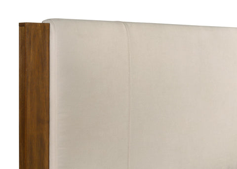 Fanning Queen Wood Panel Bed Cream and Warm Brown