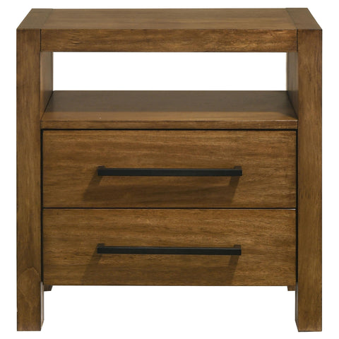 Fanning 2-drawer Nightstand Bedside Table Warm Brown