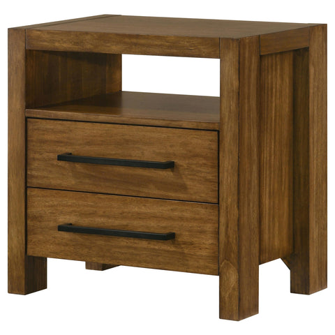 Fanning 2-drawer Nightstand Bedside Table Warm Brown