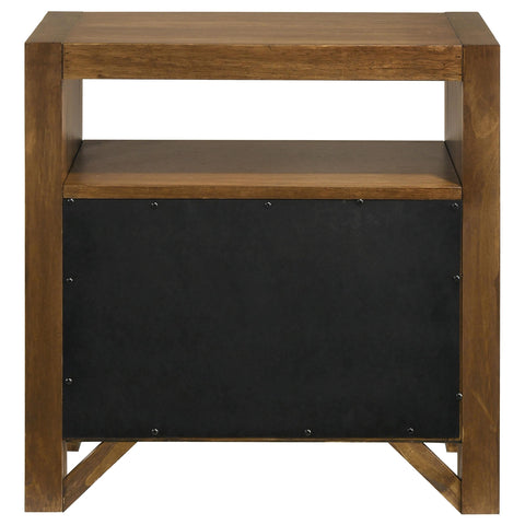 Fanning 2-drawer Nightstand Bedside Table Warm Brown