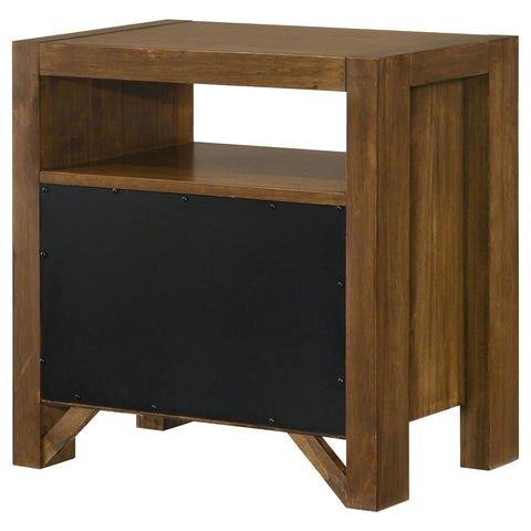 Fanning 2-drawer Nightstand Bedside Table Warm Brown