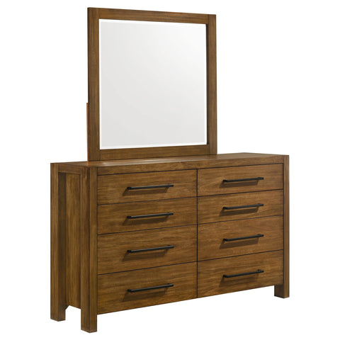 Fanning 8-drawer Bedroom Dresser and Mirror Warm Brown