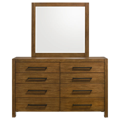 Fanning 8-drawer Bedroom Dresser and Mirror Warm Brown