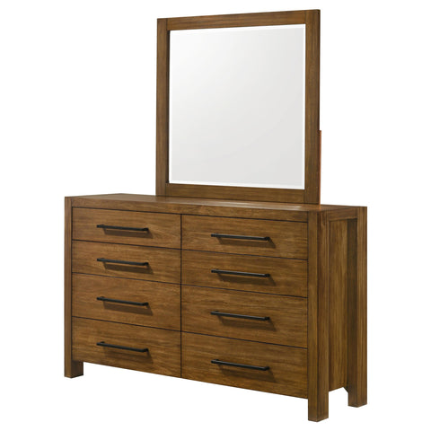 Fanning 8-drawer Bedroom Dresser and Mirror Warm Brown