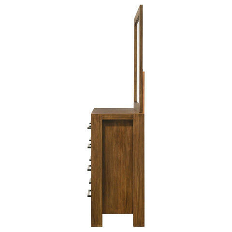 Fanning 8-drawer Bedroom Dresser and Mirror Warm Brown