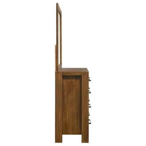 Fanning 8-drawer Bedroom Dresser and Mirror Warm Brown