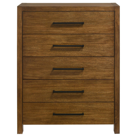 Fanning 5-drawer Bedroom Chest of Drawers Warm Brown