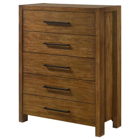Fanning 5-drawer Bedroom Chest of Drawers Warm Brown