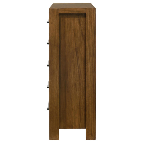 Fanning 5-drawer Bedroom Chest of Drawers Warm Brown