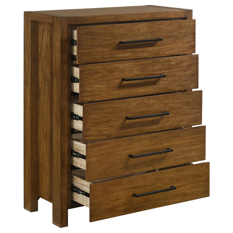 Fanning 5-drawer Bedroom Chest of Drawers Warm Brown