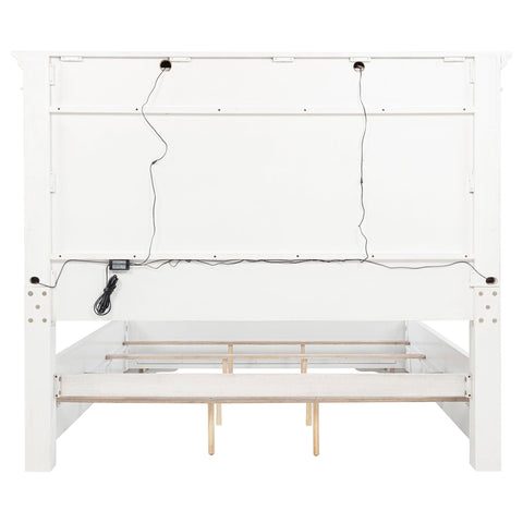 Beasley Eastern King LED Light Panel Bed Vintage White