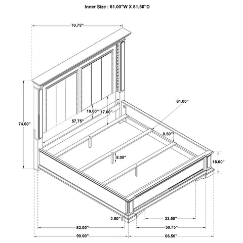 Beasley Queen LED Light Panel Bed Vintage White