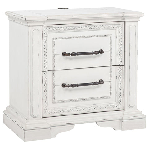 Beasley 2-drawer Nightstand with Dual USB Vintage White
