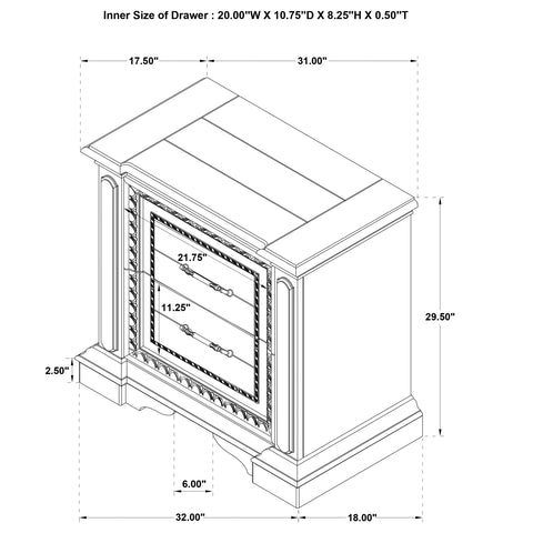 Beasley 2-drawer Nightstand with Dual USB Vintage White