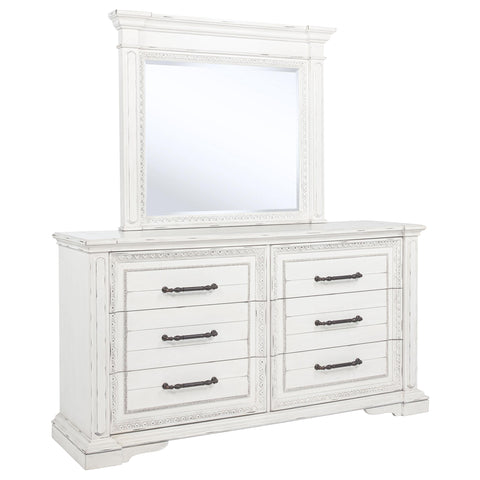 Beasley 6-drawer Bedroom Dresser with Mirror Vintage White