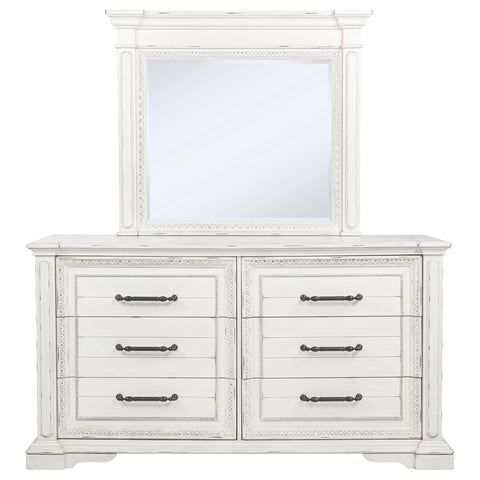Beasley 6-drawer Bedroom Dresser with Mirror Vintage White