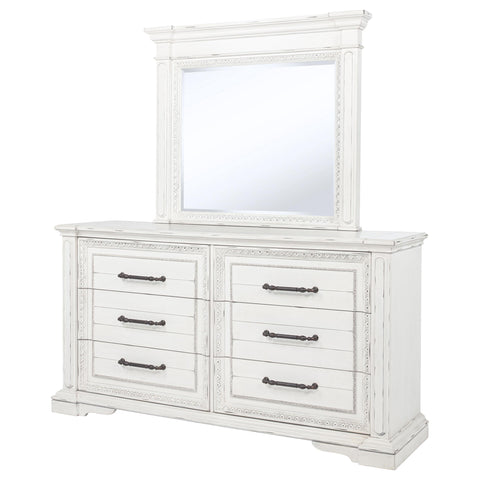 Beasley 6-drawer Bedroom Dresser with Mirror Vintage White