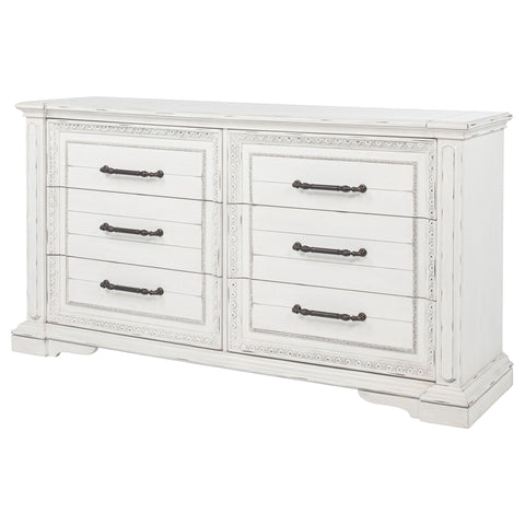 Beasley 6-drawer Bedroom Dresser Cabinet Vintage White
