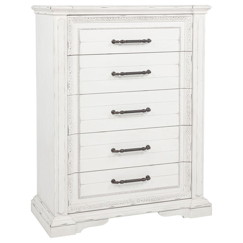 Beasley 5-drawer Bedroom Chest of Drawers Vintage White