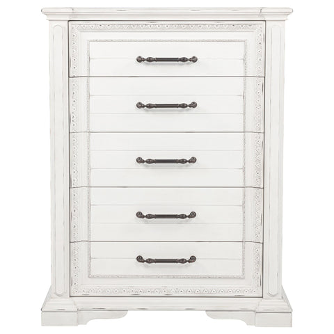 Beasley 5-drawer Bedroom Chest of Drawers Vintage White