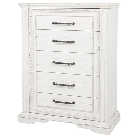 Beasley 5-drawer Bedroom Chest of Drawers Vintage White