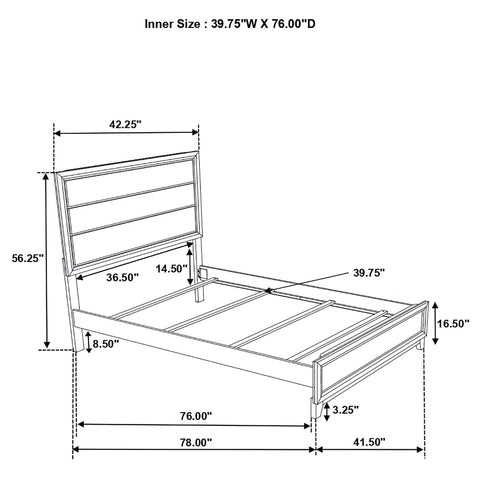 Havering Wood Twin Panel Bed Light Taupe
