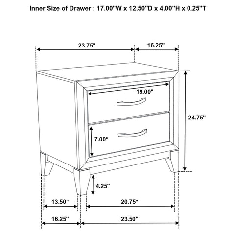 Havering 2-drawer Nightstand Bedside Table Light Taupe