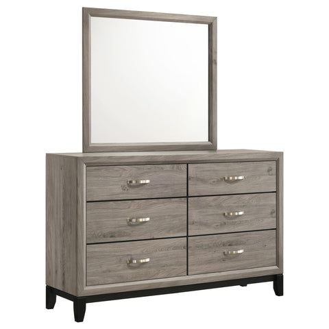 Havering 6-drawer Bedroom Dresser and Mirror Light Taupe