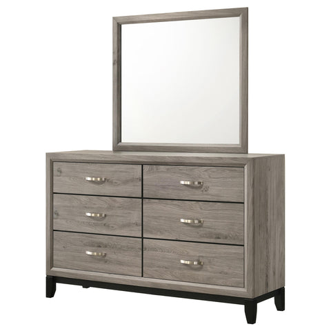 Havering 6-drawer Bedroom Dresser and Mirror Light Taupe