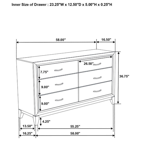 Havering 6-drawer Bedroom Dresser Cabinet Light Taupe
