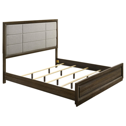 Fuller 63-inch Eastern King Upholstered Panel Bed Grey and Dark Oak