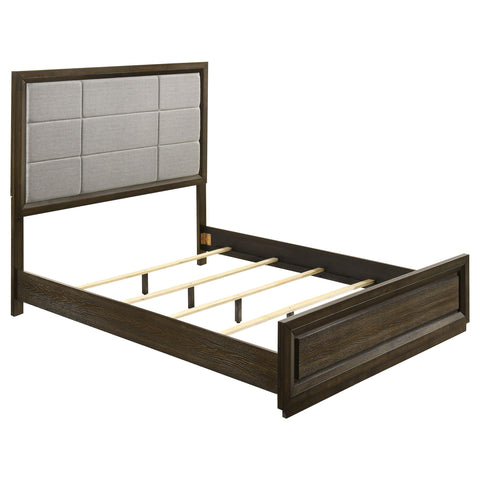 Fuller 64-inch Queen Upholstered Panel Bed Grey and Dark Oak