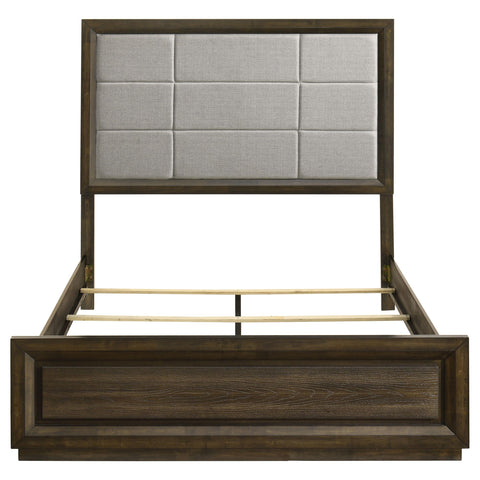 Fuller 64-inch Queen Upholstered Panel Bed Grey and Dark Oak
