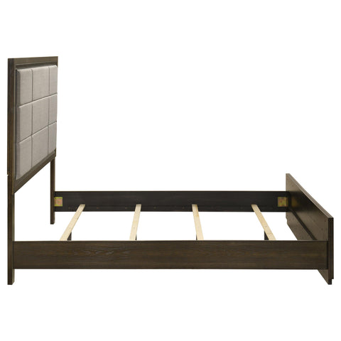 Fuller 64-inch Queen Upholstered Panel Bed Grey and Dark Oak