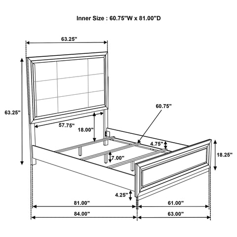 Fuller 64-inch Queen Upholstered Panel Bed Grey and Dark Oak