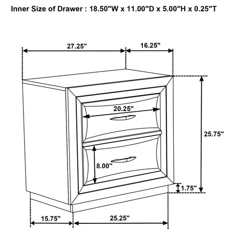 Fuller 2-drawer Bedroom Nightstand Bedside Table Dark Oak