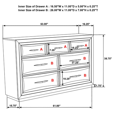 Fuller 7-drawer Bedroom Dresser Cabinet Dark Oak