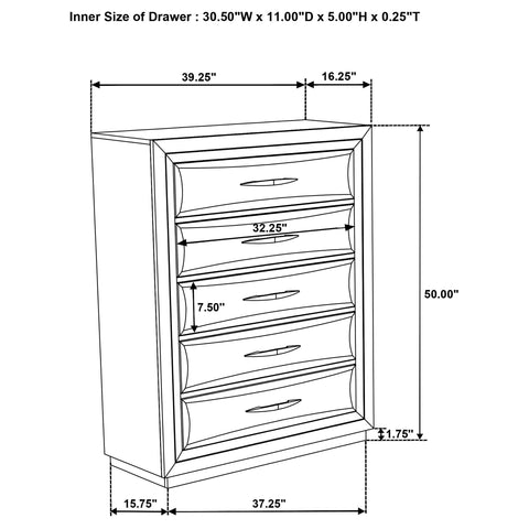 Fuller 5-drawer Bedroom Chest of Drawers Dark Oak